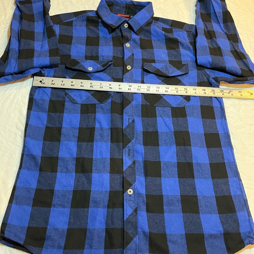 Design in Italy Blue and Black Checkered Men's Shirt size medium